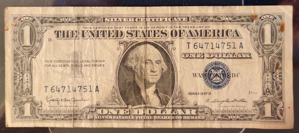 Silver Certificate Dollar Bill 1957